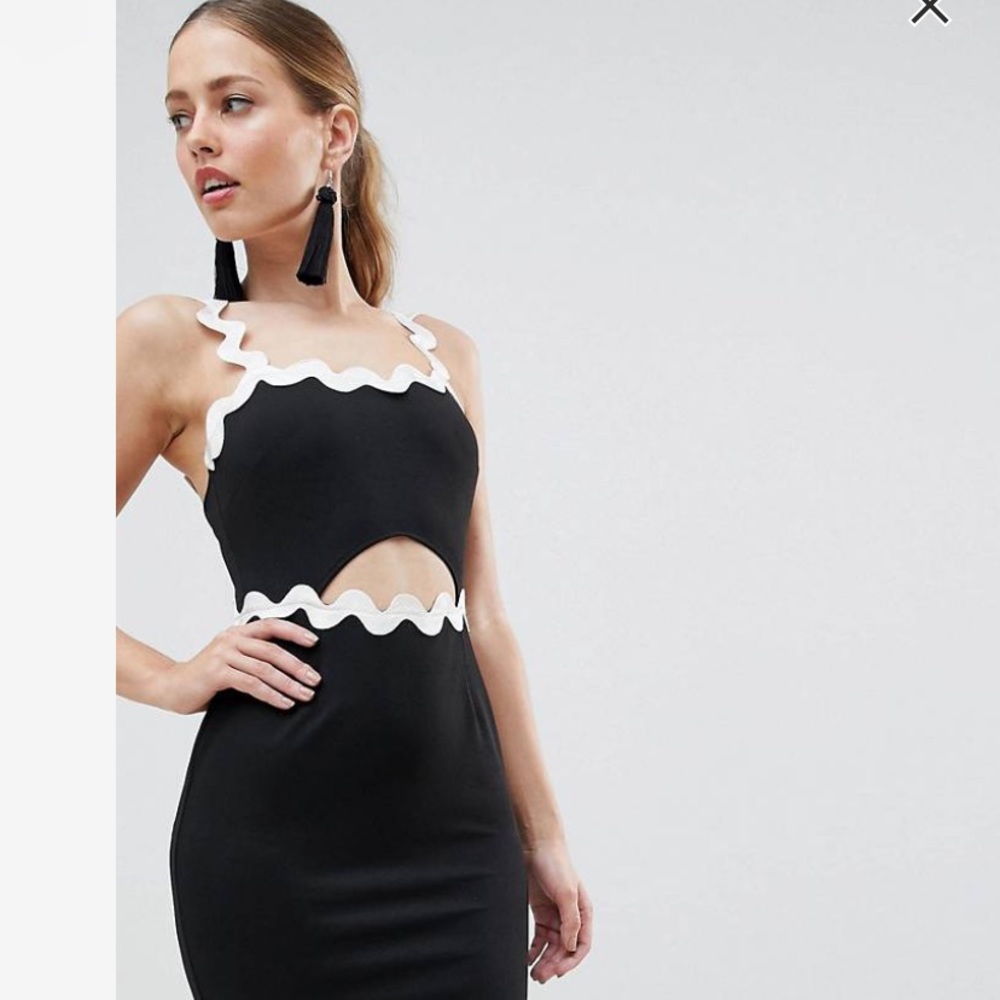 Black & white cocktail dress with cutout